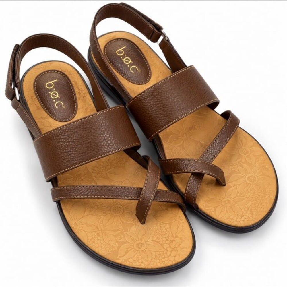 b.o.c. Women’s Sandals Sz 8 Floral Footbed Strappy Slingback Comfort Boho Chic